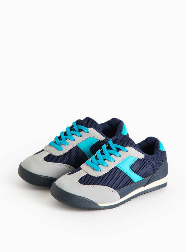 Blue Colour Block Retro Trainers 11 Infant